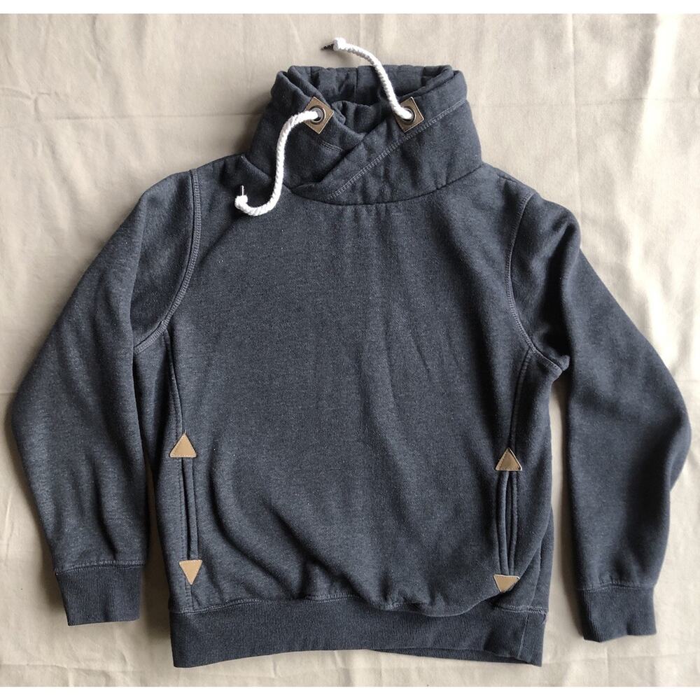 HanTon Sweatshirt Womens L Black Cowl Neck Drawstrings Pullover Sweater